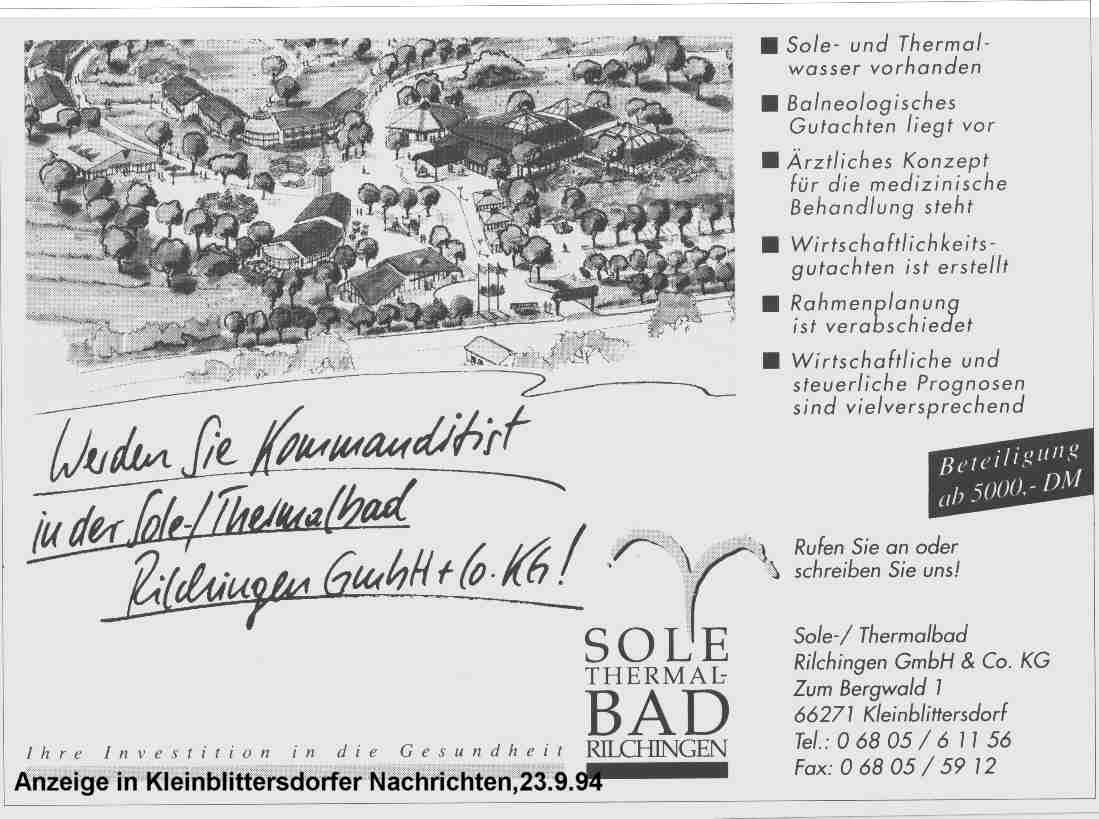 Werbeanzeige, Kurbadgesellschaft, 1994