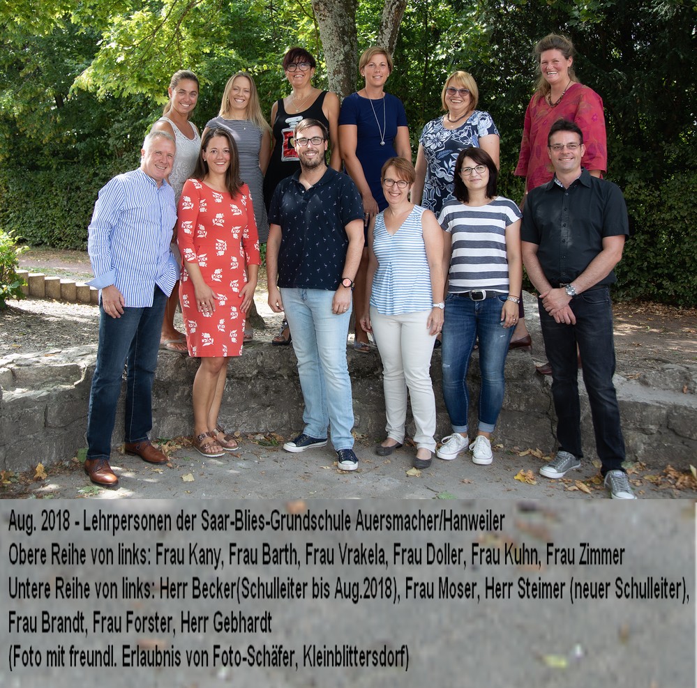 Lehrpersonen, Kollegium 2018, Saar-Blies-Grundschule Auersmacher