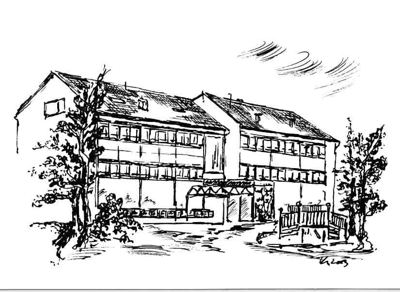 Zeichnung Grundschule in Auersmacher von G. Kahlert, 
Lehrer an der  ERS Kleinblittersdorf, 2003