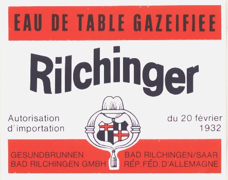 aelteres, zweisprachiges Etikett, Rilchinger Sprudel